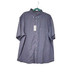 Daniel Cremieux Signature Label Plaid Cotton Short Sleeve Shirt XL Blue/Red